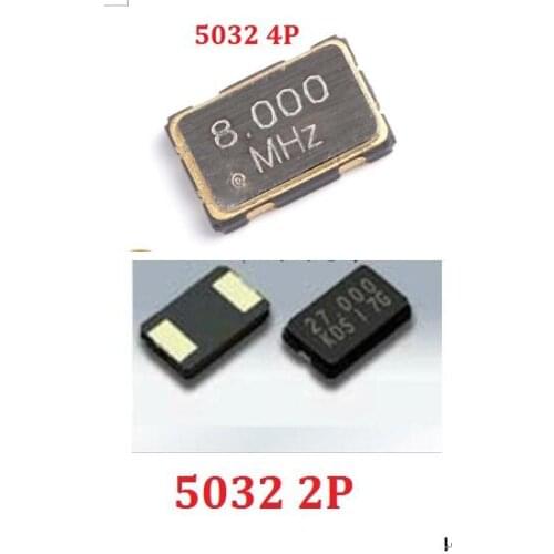 10PC 5032 2/4PIN Passive Crystal Oscillator SMD 8MHZ/10MHZ/11.0592MHZ/12MHZ/16MHZ 16.000/25MHZ/20MHZ/24MHZ/27MHZ 5.0*3.2mm 2/4P