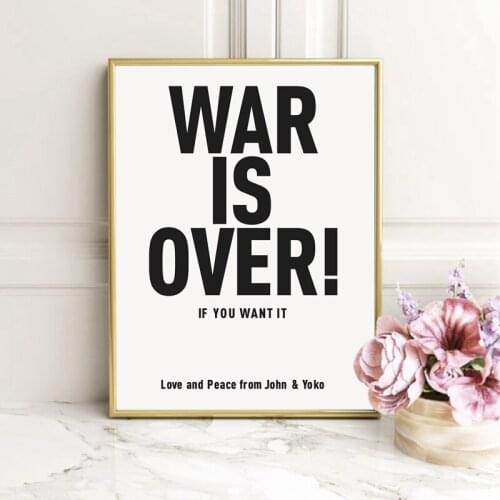 War is Over Print John Lennon & Yoko Ono Love Peace Quotes Wall Art Canvas Painting Iconic Art work Poster Home Wall Decor