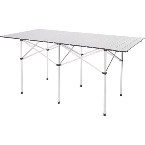 Rectangular Camping Table Outdoor Cooking Fishing BBQ Folding Desk 140 * 70 * 70cm