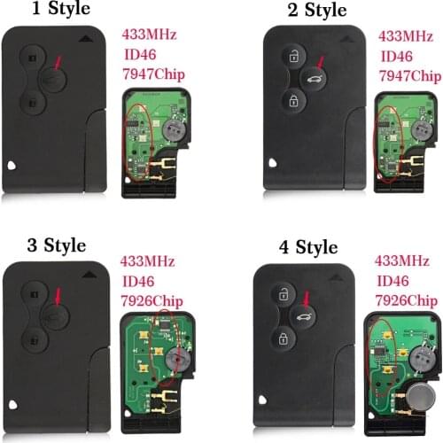 OkeyTech 3 Buttons 433Mhz ID46 PCF7926 PCF7947 Chip Emergency Smart Remote car Key For Renault Megane key 2 Scenic Card II Grand