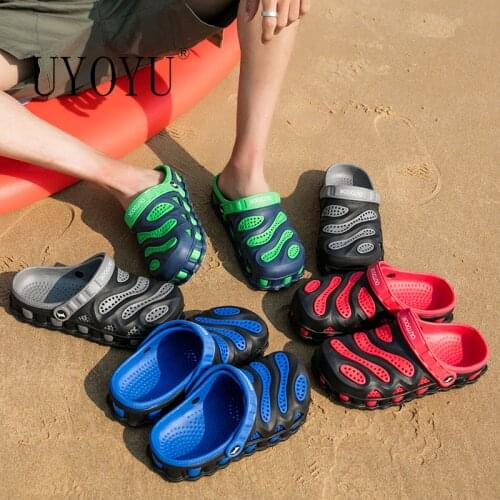 UYOYU Men Sandals Clogs 2021 Summer Hole Slippers Shoes Rubber Mens Garden Outdoor Beach Flats For Man Big Size Sandalias 45 46