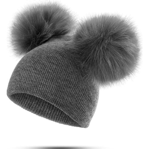 Winter Warm Children Knitted Hat Toddler Kids Baby Wool Hat Knit Beanie Cap Windproof Big Pompom Baby Boys Girls Hat