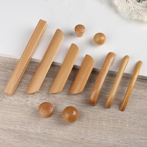 Modern Home Wardrobe Door Pulls Furniture Solid Wood Handles Bedroom Dresser Drawer Knobs and Handle Hardware Accessories