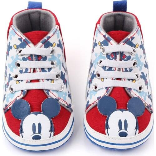 Disney new childrens cartoon Mickey Minnie bow boy girl baby first walker shoes non-slip soft sole casual shoes