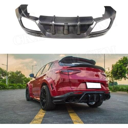 Carbon fiber / FRP Rear Lip Diffuser Spoiler For Alfa Romeo Stelvio 2017 2018 2019 FRP Car Bumper Guard Car Styling