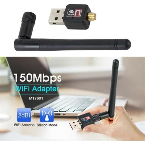 IMice USB WiFi Receiver Adapter MT7601 Lan Wireless Network Card PC Laptop 150Mbps 2.4Ghz Antenna External WiFi Receiver