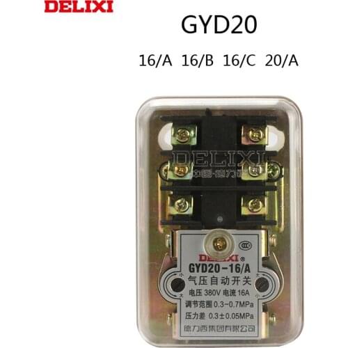 DELIXI Air Compressor GYD20 AC 380V 20A 72.5-217.5PSI 1-Port Automatic Pressure Switch Valve