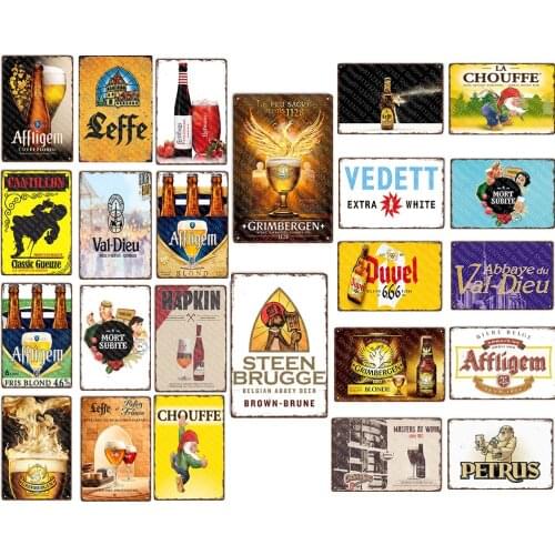 Belgium Beer Metal Signs Vintage Tin Sign Decorative Shabby Chic Plaque Room Decoration for Pub Bar Man Cave Club Wall Art Decor