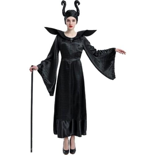Lady Evil Witch Costume Gothic Fallen Dark Fairy Queen Princess Role Play Cosplay Fancy Party Dress Carnival Halloween