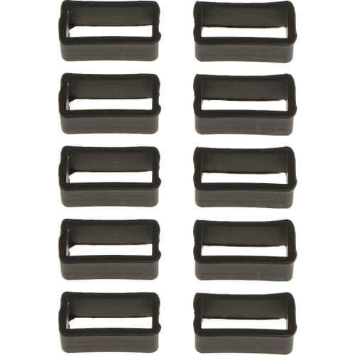10Pcs Black Rubber Replacement Keeper Loops Watch Band Strap End Holder 18mm