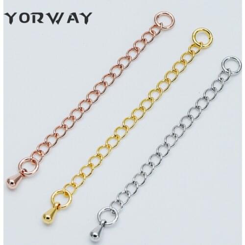 10pcs/Lot Extender Chain with Teardrop Charm and Jump Ring For Jewelry Making, Gold/ Rhodium/ Rose Gold Plated Brass (GB-356)