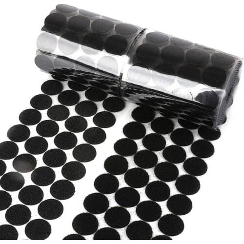 Dia 30mm 100pairs Black/White Adhesive Fastener Tape Dots Hook&Loop Magic Sticker Round Strong Self Adhesive Fastener Tape