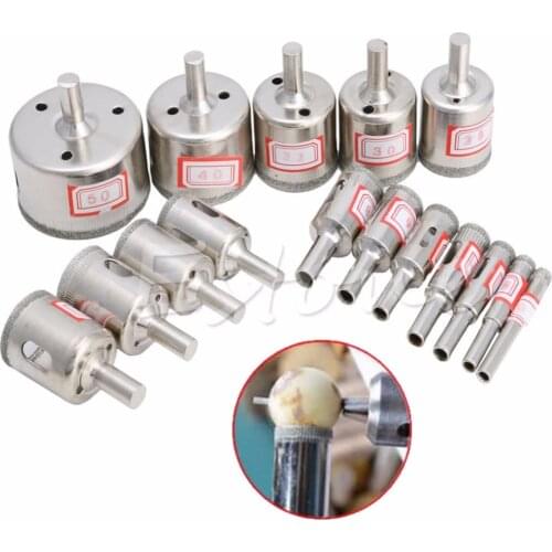15pcs/Set 6mm-50mm Diamond Hole Saw Marble Drill Bit Tile Ceramic Glass Porcelain