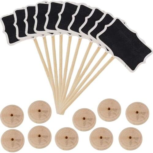 20 Pack Wood Mini Chalkboards Signs Stakes,Blackboards With Stands&Stickers,Small Rectangle Black Board