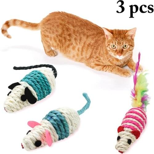 Legendog 3Pcs/Set Mice Cat Toys Interactive Cat Squeaky Toys Kitten Mouse Toys For Cats Pet Supplies Random Color