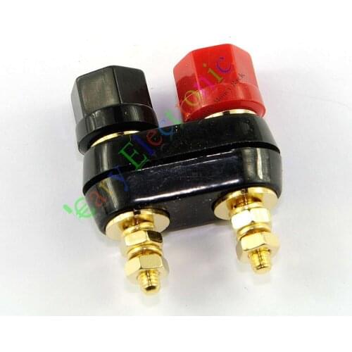 Wholesale and retail 4pc Gold Plated Copper Combine Binding Post Amplifier Terminal for tube amp DIY free shipping