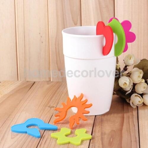 6Pcs Cute Circular Tags Glass Pot Marker Identifier Cup Stags Charm Colorful