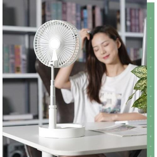 7200mAh Folding Telescopic Floor Desk Fan Remote Control Timing Air Cooler 4 Speed Rechargeable USB Fan for Home Outdoor