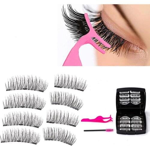 8Pcs Women Beauty Accessories Natural Thin Dual Magnetic 3D Fake False Eyelashes pestañas magneticas ресницы для наращивания