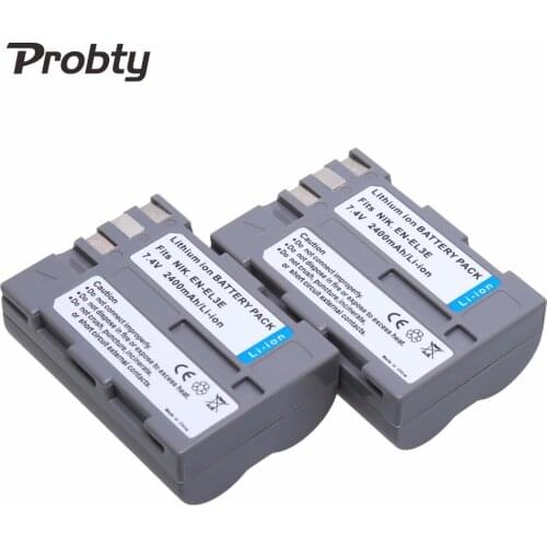 Probty 2Pcs 7.4V 2400mAh EN-EL3e EN EL3e ENEL3e Rechargeable Battery For Nikon D70 D70S D80 D90 D100 D200 D300 D300S D700 Camera
