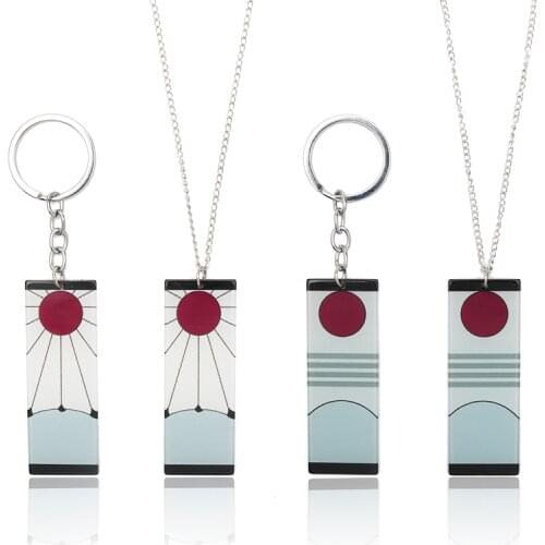 Acrylic Keyrings&necklace Demon Slayer Kimetsu no Yaiba Blade of Ghost Earings For Women Men Cosplay Jewelry Accessories Gift