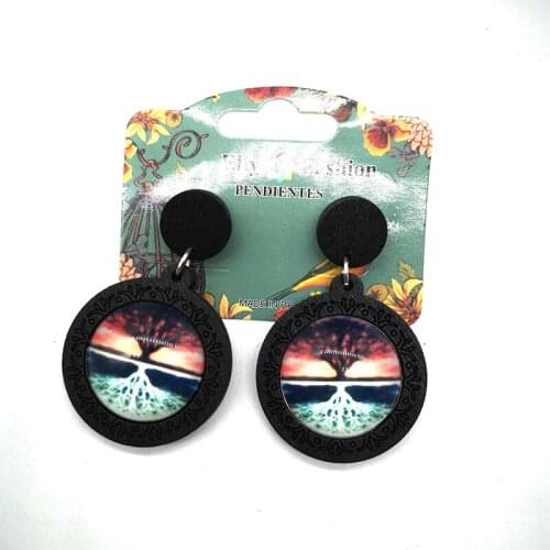 Free Shipping! Tree of Life wooden earrings