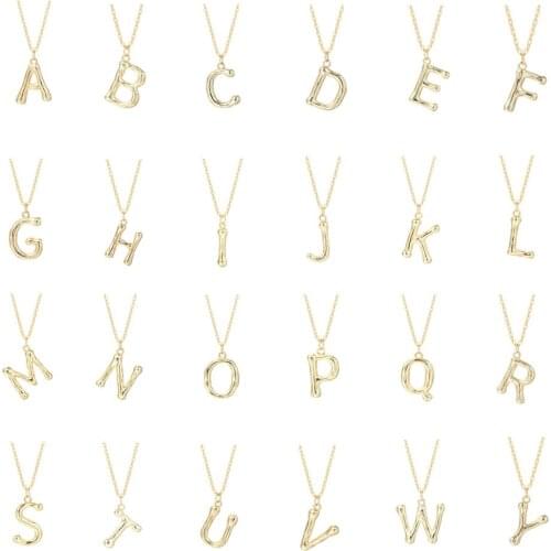 CCFJOYAS 26pcs/Set 100% Real 925 Sterling Silver Letter Pendant Necklace Women Simple Gold Color Chain Necklace Jewelry Set