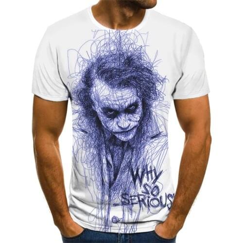 Movie clown hip hop male T-shirt fashion 3D shirt horror pattern top summer casual O-neck short-sleeved mens boy clothing stree
