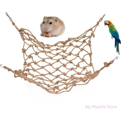 30*20/50*40cm Rock Climbing Parrot Toy Cart Rope Bird Swing Net Hammock with Hanging Hook Birds Climb Biting Chew Toys C42
