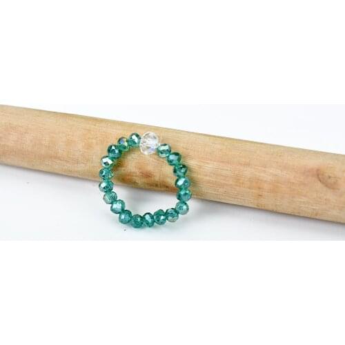 Fashion Blue Green Colorful Crystal Bead Adjustable Rings Cute Minimalist Geometric Finger Ring For Women Party Gift Jewelry