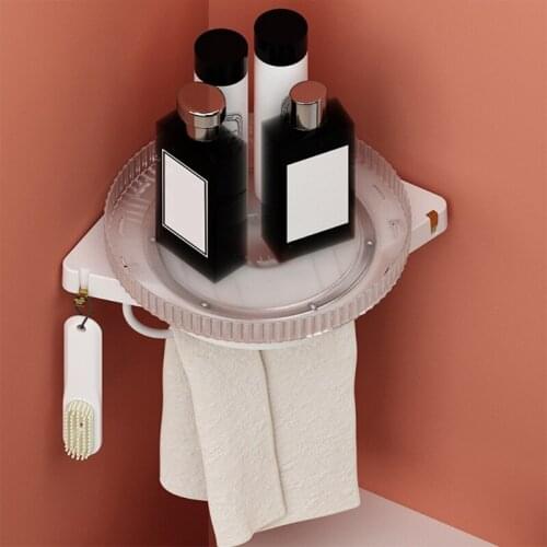 Round Rotatable Bathroom Storage Rack Wall-Mounted Toilet Corner Storage Box N0PA