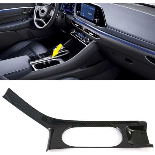 LHD! Car Accessories for Hyundai Sonata 2020 2021 ABS Carbon Fiber Printed Interior Water Cup Holder Panel Cover Trim