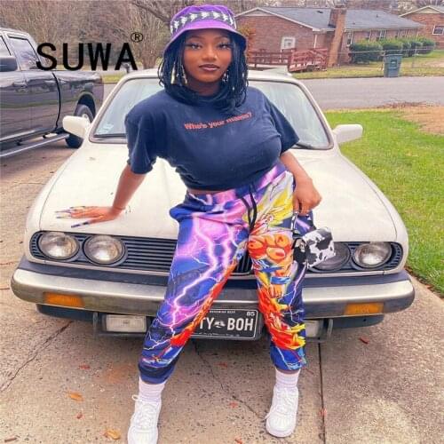 2021 Hot Recommend K-Pop Style Vintage Casual Trousers Sweatpants Women High Waist Hip Hop Pants Wholesale