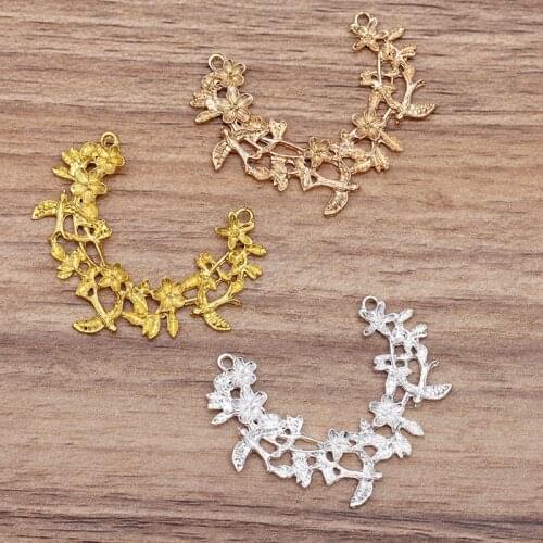 20 Pieces/Lot 46*39mm Metal Flower Pendant Bridal Hairwear Making Materials Diy Jewelry Accessories