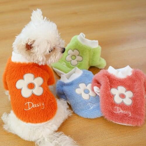 Cute Flower Pet Clothes for Small Dogs Winter Warm Puppy Cat Dog Sweater Clothing Chihuahua Pullovers Mascotas roupa cachorro
