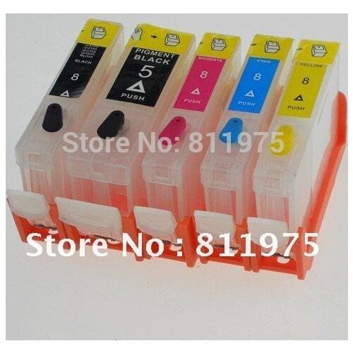PGI-5 8 BK C M Y refillable ink cartridge For CANON IP3300 IP4200 IP4500 MP530 IP5300 MP610/MP800 MX850/MP500/MP600/MP810/MP830