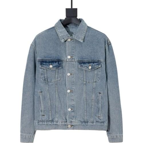 Mens Coats Jackets Denim Jacket with Large Embroidered Logo on The Back Unisex Jackets