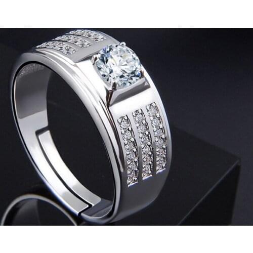 100%s925 sterling silver mens ring micro inlaid zircon black and white ring dominee ring male ring