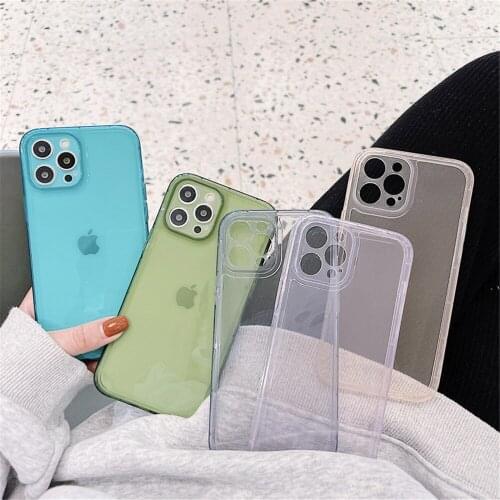 Moskado Solid Color Clear Phone Case For iPhone 12 Pro Max 11 Pro Max X XR XSMax 7 8 Plus SE 2020 Shockproof Soft TPU Back Cover
