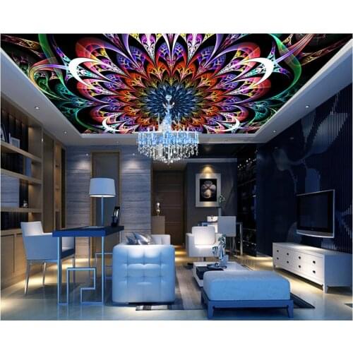 Photo wall mural Colorful floral pattern ceiling papel de parede Custom 3d photo wallpaper ceiling Non woven wallpaper
