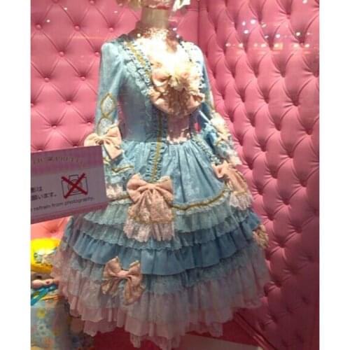New! blue Sweet Lolita Dress Short skirt Dress Cosplay dress V-956