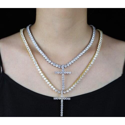 2021 super fashion size 30*50mm cross hip hop necklace iced out ankh cross pendant tennis chain miami cuban AAAA+ cz men jewelry