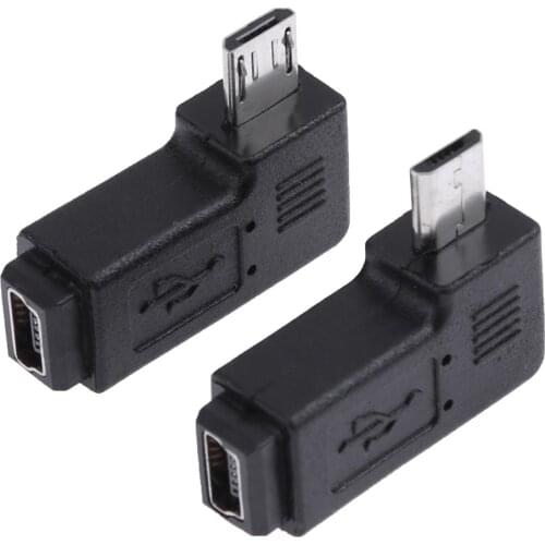 2Pcs/set L Shaped Mini USB Female to Micro USB Male 90 Degree Right Left Angle Adapter Connector Charging Converter