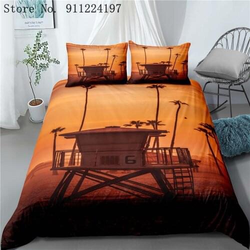 Beach Sea View Duvet Cover Comforter Bedding Set 3D Printing 3pcs Quilt Cover Single Double Queen King Size Home Textile