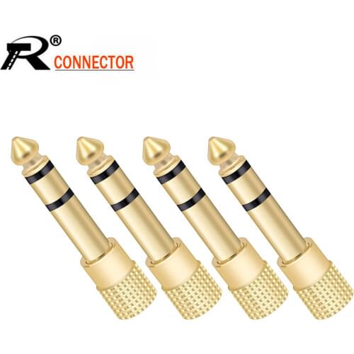 100pcs/lot Gold Plated 3 Poles Stereo 6.35mm Male Plug to 3.5mm Female Jack Socket Adapter Microphone Plug Connector