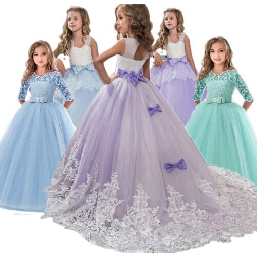 Girls Birthday Dresses for Kids Children Princesss Party Dress Flower Elegant Wedding Gown Vestidos for 6-14 Yrs Christmas Dress