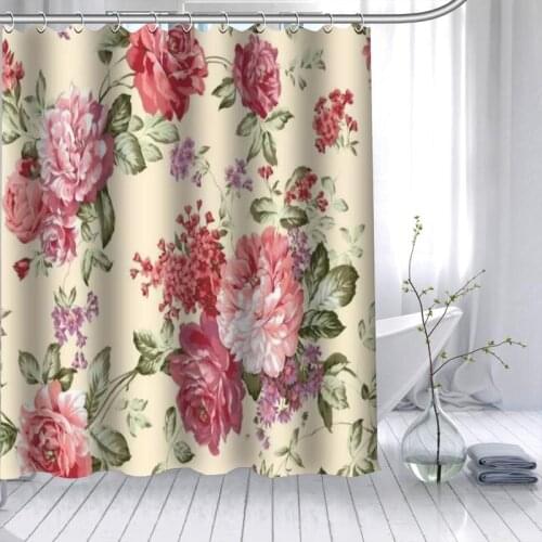 Art Painting Peony Shower Curtain 3D Waterproof Polyester Fabric Bath Curtain Printing 12 Hooks For The Bathroom 180X200CM