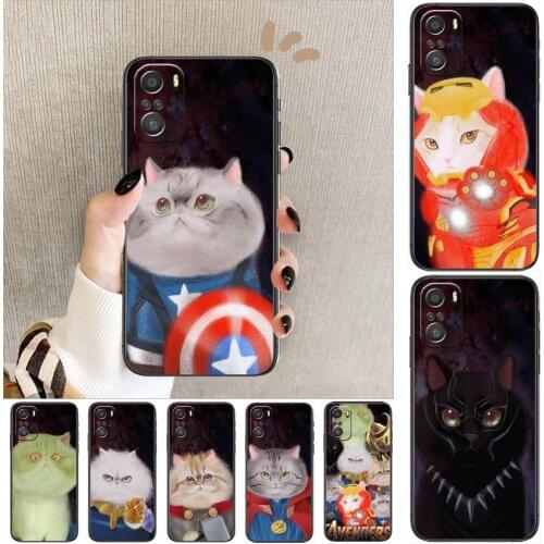 Marvel Avengers Cartoon cat cartoon Phone Case For XiaoMi Redmi Note 10 9 9s 8 7 6 5 A Pro s T Black Cover Silicone Back Pre sty