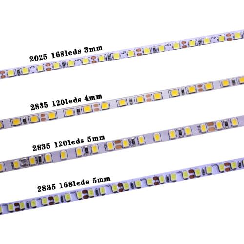 WHITE /BLACK PCB 5mm Width 2835 SMD flexible led strip light 120led/m DC12V Neutural white 4000K Non-Waterproof 5m ribbon tape