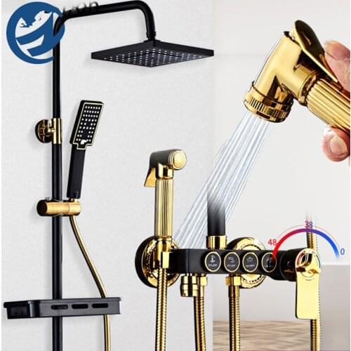 Thermostatic Shower Faucet Set Rain Shower Bath Faucet Wall Mounted Bathtub Shower Mixer Tap Shower Faucet Shower Panel